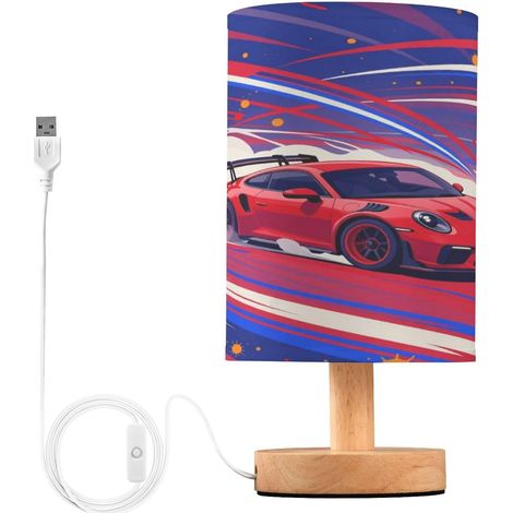 Lampe de table électrique rouge pour chambre ou bureau (1/5)