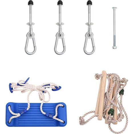 Swing Seat with Rope Ladder Blue 37x15 cm PE vidaXL