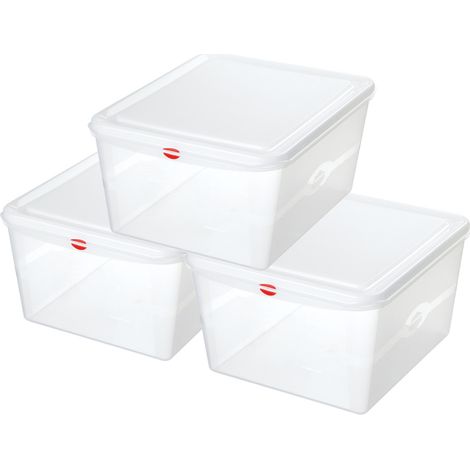 BRB 3 Transparente Aufbewahrungsbox mit Deckel, LxBxH 530x325x200 mm, 28 Liter