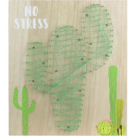 Cactus lumineux sur chassis en bois no stress 35 cm (1/4)