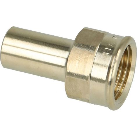 Conector recto de bronce para prensar, macho - hembra fija con rosca 15 - 15x21