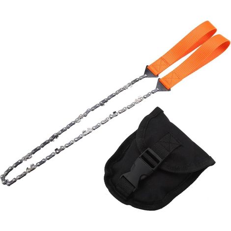 Sierra de mano - Motosierra portátil - Motosierra manual de 80 cm con mangos y funda de nailon - Para cortar alambre - Equipo de supervivencia para camping y senderismo (1/5)