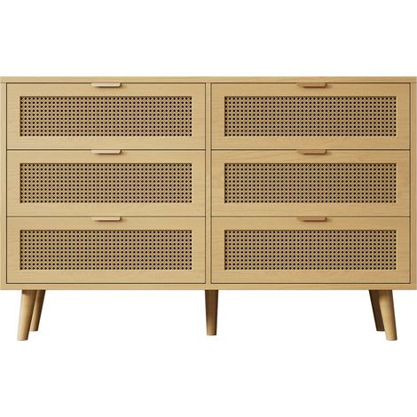 Kommode mit 6 Schubladen in Holzoptik Eiche 120 x 76,5 x 40 cm (1/5)