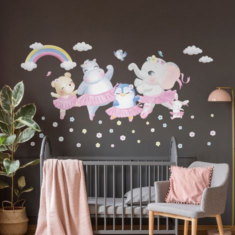 Stickers muraux Sticker Mural Autocollant - ENFANT ANIMAUX DANSEURS CLASSIQUE - Stickers adhésifs - 60x40cm (1/5)