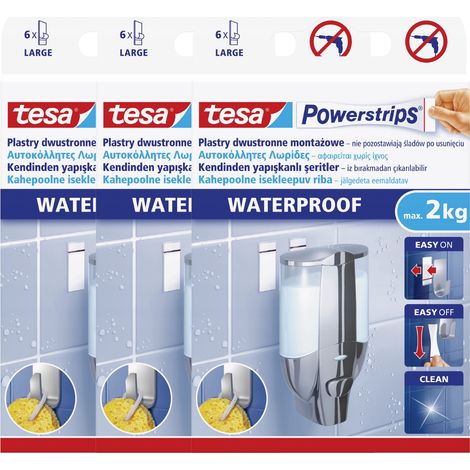 Bandes adhésives étanches TESA pour montage, jusqu'à 2 kg, lot de 6 x 3