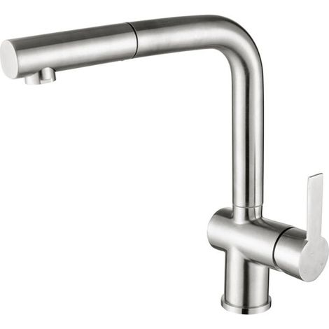 Grifo mezclador de cocina con rociador extraíble, grifo de cocina cepillado, grifo mezclador para fregadero, grifo de cocina giratorio de 360° de acero inoxidable. (1/4)