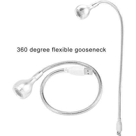 1W Lange, flexible, tragbare USB-LED-Nachtleselampe (Silber, Reinweiß) (1/5)