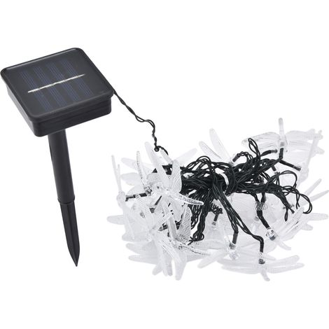 Guirlande lumineuse libellule solaire étanche IP44, 2 modes d'éclairage, 30 LED multicolores pour jardin, cour et pelouse (1/5)