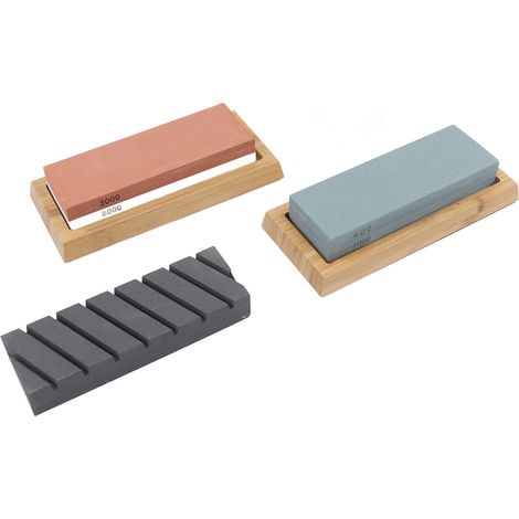 Kit d'affûtage 12 pièces : pierres à aiguiser grain 400/1000+3000/8000 + pierre à aplanir + pierre à meuler + guide d'angle + patin en caoutchouc + socle. Kit de pierres à aiguiser de qualité professi (1/5)