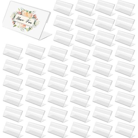 48 porta-etichette in acrilico trasparente, espositori per etichette a L da 6 x 4 cm per negozi, panetterie e uffici. (1/5)