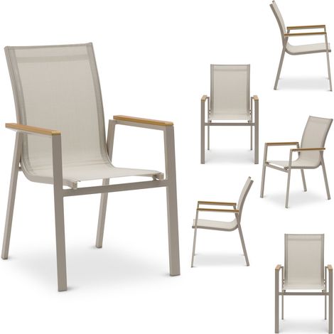 Chaises de jardin WINDY Naturel,Campagne (Lot de 6) (1/5)