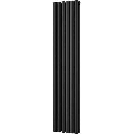 Omeara - Black Vertical Radiator H1600mm x W348mm Double Panel