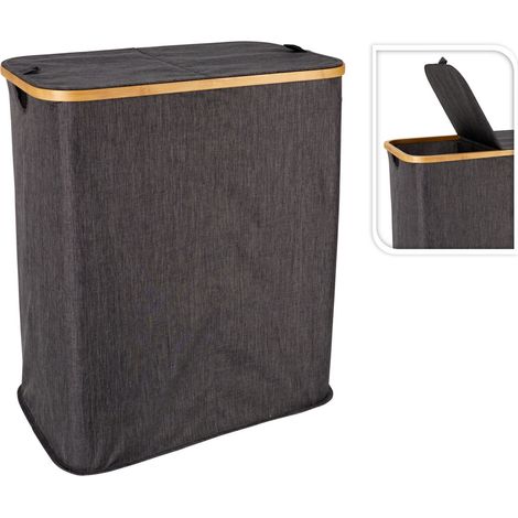 Wäschekorb aus schwarzem Textil (1/2)