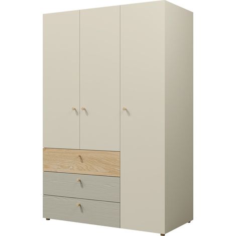 Armario Domcali 100, Gris + Roble, 185x120x60cm, Puertas de armario: Con bisagras, Número de estantes: 5 (1/4)