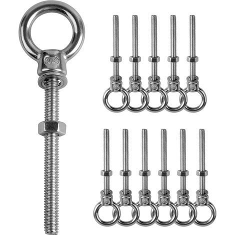 12 PCs. Boulons à Œil M6 x 60mm Anneaux de Levage Vis 304 Acier Inoxydable Crochets à Visser (1/4)