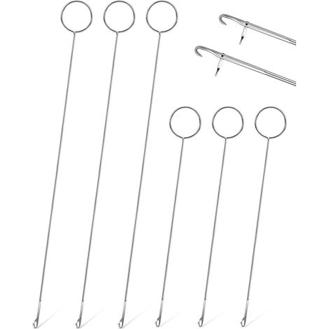 Kit de 6 Crochets de Couture Longs avec Verrou et Pince, Outil Tourneur à Boucle en Métal pour Enfiler Cordon Élastique et Tissu, Accessoire Mercerie DIY pour Tricot, Retourne Biais et Tube (1/5)