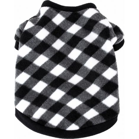 Veste polaire chaude d'hiver pour chien, sweat-shirt pour chiot, tailles XS à M, motif ours en peluche - Noir et blanc à carreaux (1/4)