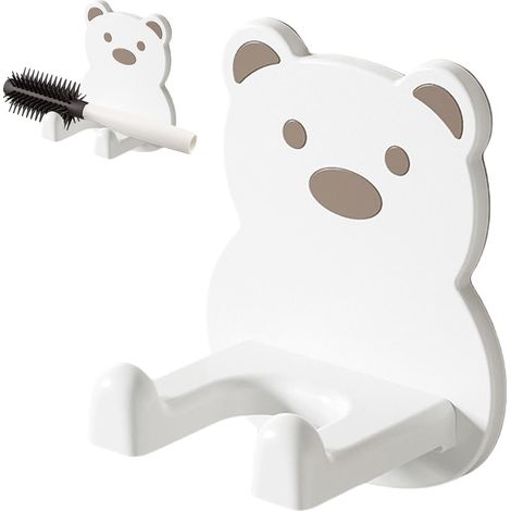 Support de sèche - cheveux auto - adhésif  outils imperméables, boîte de rangement de salle de bain multifonction Cartoon, blanc (1/5)