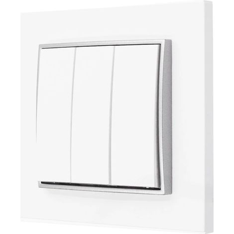 Interruptor triple con marco Karlik Mini, blanco/plata (1/4)