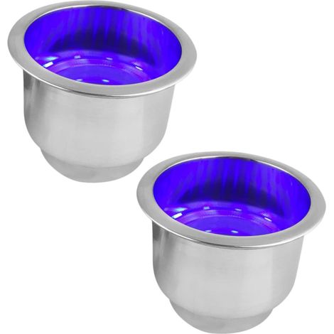 teiliger Edelstahl Getränkehalter mit LED Beleuchtung