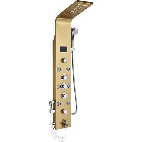 d'or Douche à Pluie Douche De Massage et Douche Cascade Pour Salle De Bain ContrôLe De La TempéRature Douche Pluie Plusieurs Sorties D'Eau Ensemble De Douche
