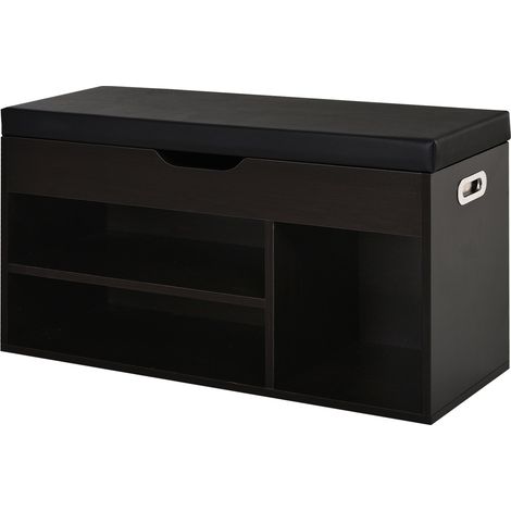 Mobile Scarpiera con Panca Contenitore 80x30x45 cm in Legno Truciolare Noce Scuro (1/5)