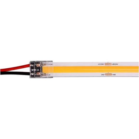 Conector flexible V-TAC para tira LED COB de 8 mm de ancho con 2 pines y cables de soldadura de 150 mm de largo.