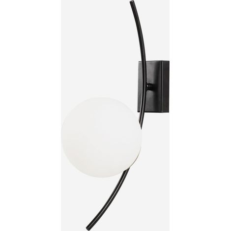 Aplique de pared de metal y vidrio Hilal - Negro