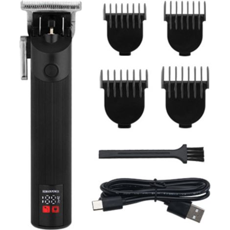 Elektrischer Haarschneider mit LCD-Bildschirm, 2 Geschwindigkeitsstufen, IPX4 wasserdicht, ideal für Friseursalons.