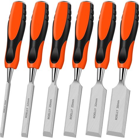 Ciseaux a Bois Professionnels 6 Pièces, 6, 12, 18, 25, 32, 38 mm, Gouge a Bois,Outils Menuiserie,HRC60 (1/5)