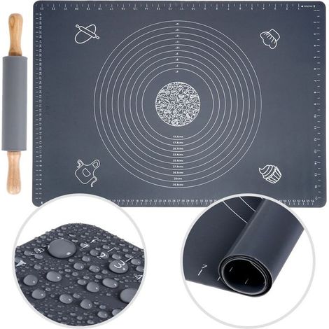 VILDE Ensemble de Pâtisserie Planche et Rouleau - Silicone antiadhésif, 64x45 cm, résistant jusqu'à 260°C (1/5)