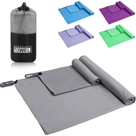 Serviette de sport à séchage rapide, grande serviette de plage absorbante en microfibre double face, douce et moelleuse, pour les voyages