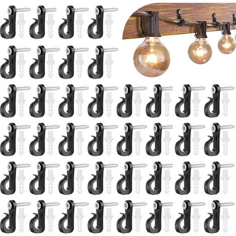 Crochets à vis pour guirlandes lumineuses, lot de 40, crochets de suspension multifonctionnels avec vis (1/5)