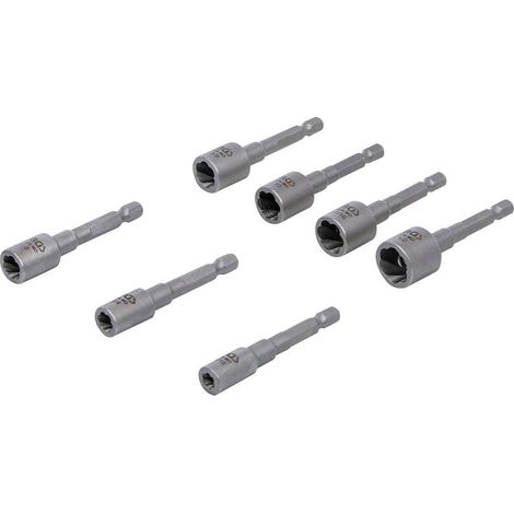 Jeu d Extracteurs de Vis et Écrous 7 pcs - Entraînement Six Pans Mâle 6,3 mm (1/4) - Pour Perceuses, Pratique - D-Work