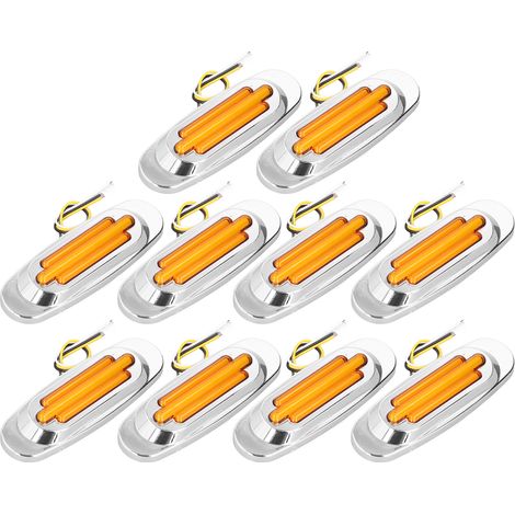 Feux de position latéraux camion remorque 12-24V, 10 pièces, 16 LED 1200LM clignotants indicateurs IP67 étanche, jaune, signalisation véhicule utilitaire. (1/5)