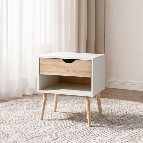 Table de chevet bois de chêne Blanc 50 x 39 x 51 cm (1/5)