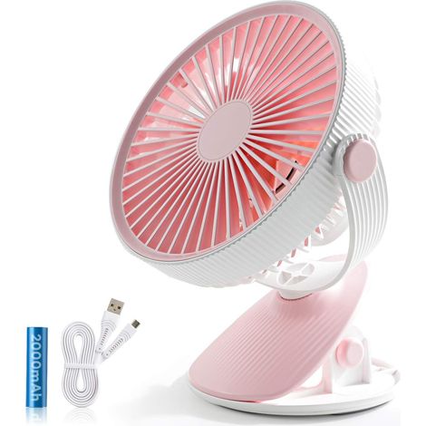 Ventilador de mesa, 3 velocidades, rotación de 360 grados, recargable por USB, ideal para oficina, hogar y viajes. (1/5)