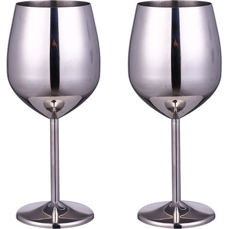 Verre À Vin - Acier Inoxydable 18/10 - Pour Extérieur Piscine Camping Pique-Nique - Lot De 2 (1/5)