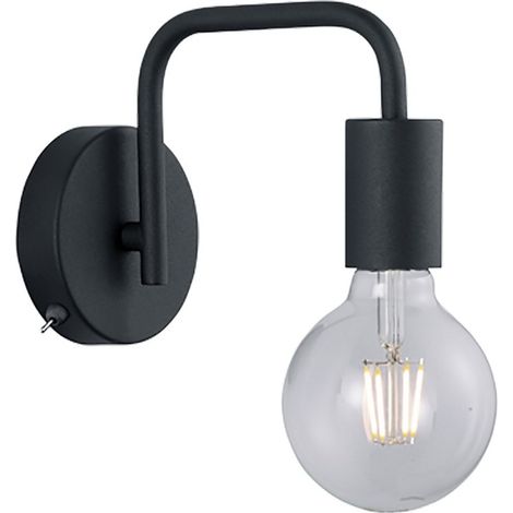 Aplique Brazo Metal Portalámparas E27 Negro Diallo Trio Lighting