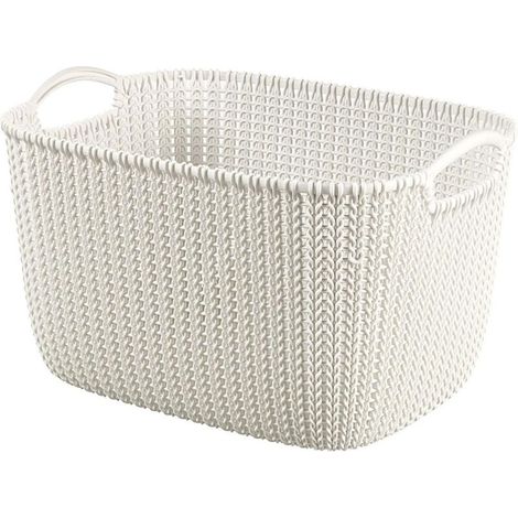 Panier de rangement, rectangulaire, aspect tricoté en plastique (1/3)