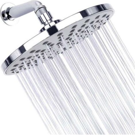 Douche pluie ronde en acier inoxydable, pomme de douche supérieure galvanisée, 20 cm, débit élevé, installation murale ou sur rail, compatible avec tous les systèmes sanitaires (1/4)