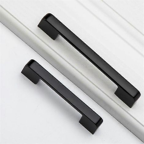 Lot de 10 poignées noires pour meubles, boutons et poignées d'armoires, poignées de cuisine, poignées de tiroirs, poignées de placards en polyuréthane. (1/4)