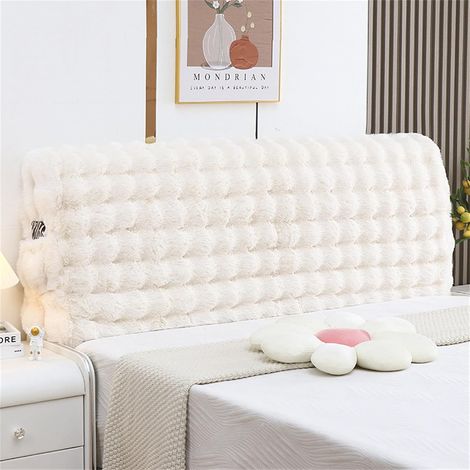 CCYKXA Solid color elastic headboard cover, soft and fluffy dustproof protection for bedroom (160 cm, beige) (1/4)