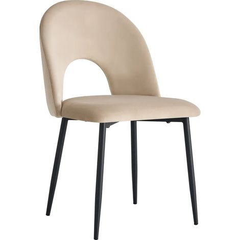Lot de 4 chaises TEDDY métal noir velours - Taupe (1/5)