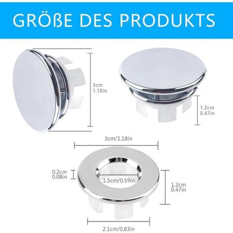 Couvercle Trop-Plein pour Lavabo Salle de Bain et Cuisine - Lot de 2 - Cuivre et Plastique - Fixation 22-24mm - Ponton Flottant 30mm (1/5)