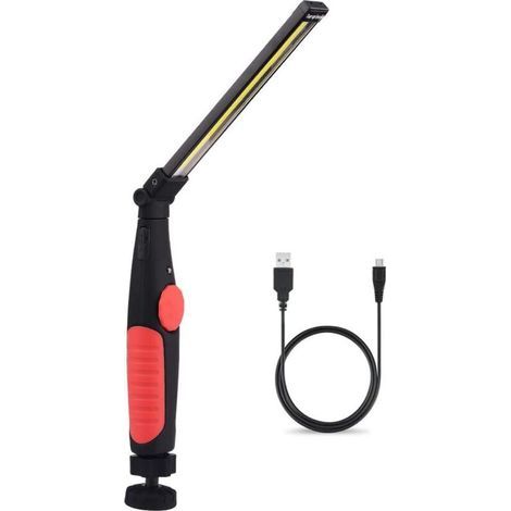 Lampe de Travail LED Rechargeable avec Aimantée et USB Pliable Rotation à 360 degré. Lampe Inspection LED Rechargeable. Lampe D'inspection pour Atelier de Ménage Camping en Plein Air Randonnée (Rouge) (1/5)