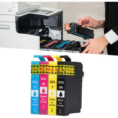 Cartouches d'encre 502XLBK/502XLC/502XLM/502XLY avec encre, cartouches d'encre 4 couleurs compatibles avec les imprimantes XP-5100/XP-5105 WorkForce WF-2860DWF/WF-2865 DWF (1/5)
