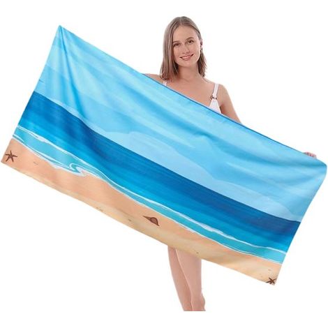 Serviette de plage en microfibre 160 x 80 cm, séchage rapide, très absorbante, anti-sable, impression numérique, douce et compacte, pour plage, piscine et voyage (1/5)