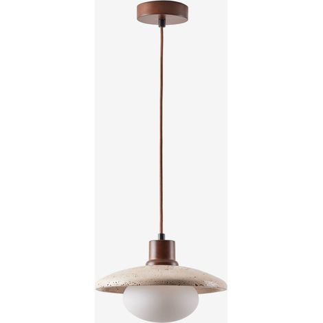 Lampe suspendue en travertin et bois avec boule en cristal Davise SKLUM (1/5)