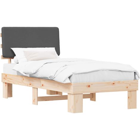 Bed Frame with Upholstered Headboard Dark Grey 90 x 200 cm vidaXL